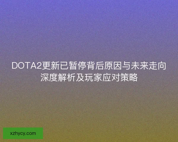 DOTA2更新已暂停背后原因与未来走向深度解析及玩家应对策略