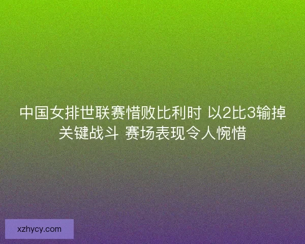 中国女排世联赛惜败比利时 以2比3输掉关键战斗 赛场表现令人惋惜